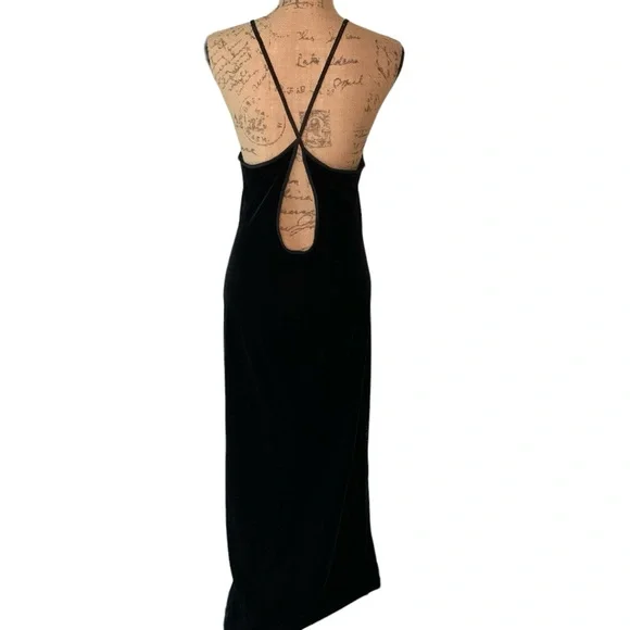 Vintage Black Evening Dress with Splash Rhinestones Size 9/10 - Picture 3 of 8